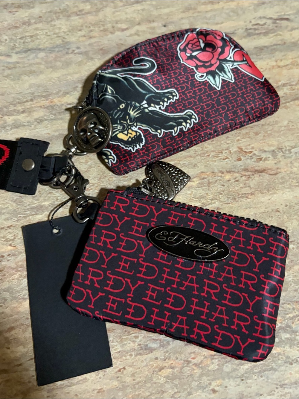 NWT Ed Hardy 2-Mini Bags with Wristlet handles